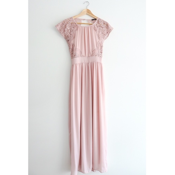 TFNC Bridesmaid Open Back Lace Maxi - Mink… - Picture 3 of 10